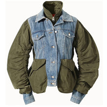 Load image into Gallery viewer, Olive Denim Mixed Jacket