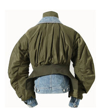 Load image into Gallery viewer, Olive Denim Mixed Jacket